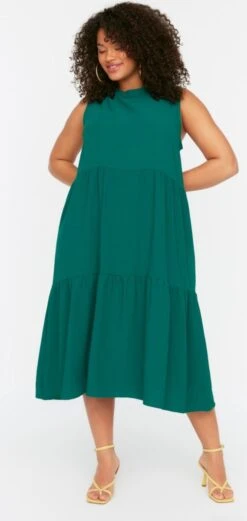 Trendyol Vrouwen Standaard Mouw Ronde Hals Basis Grote Maten Jurk -Trendyo Trendy Winkel 569x1200 15