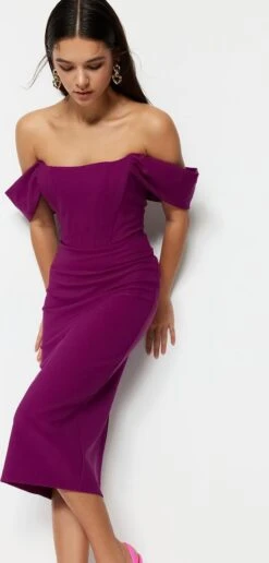 Trendyol Vrouwen Off-shoulder Carmen Kraag Bodycon Jurk -Trendyo Trendy Winkel 574x1200 6