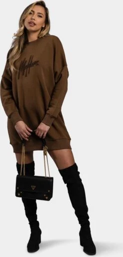 Malelions Signature Jurk Sweater Dames Cacoa Brown