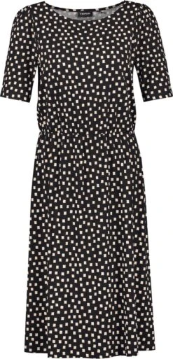 TAIFUN Dames Jersey Jurk Schwarz Gemustert-46 -Trendyo Trendy Winkel 578x1200 3