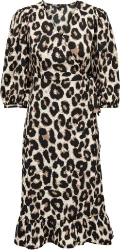 ONLY ONLOLIVIA 3/4 WRAP MIDI DRESS WVN NOOS Dames Jurk - Maat L