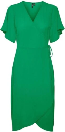 Vero Moda Jurk Vmsaki Ss Calf Wrap Dress Wvn Ga No 10287361 Bright Green Dames Maat - L