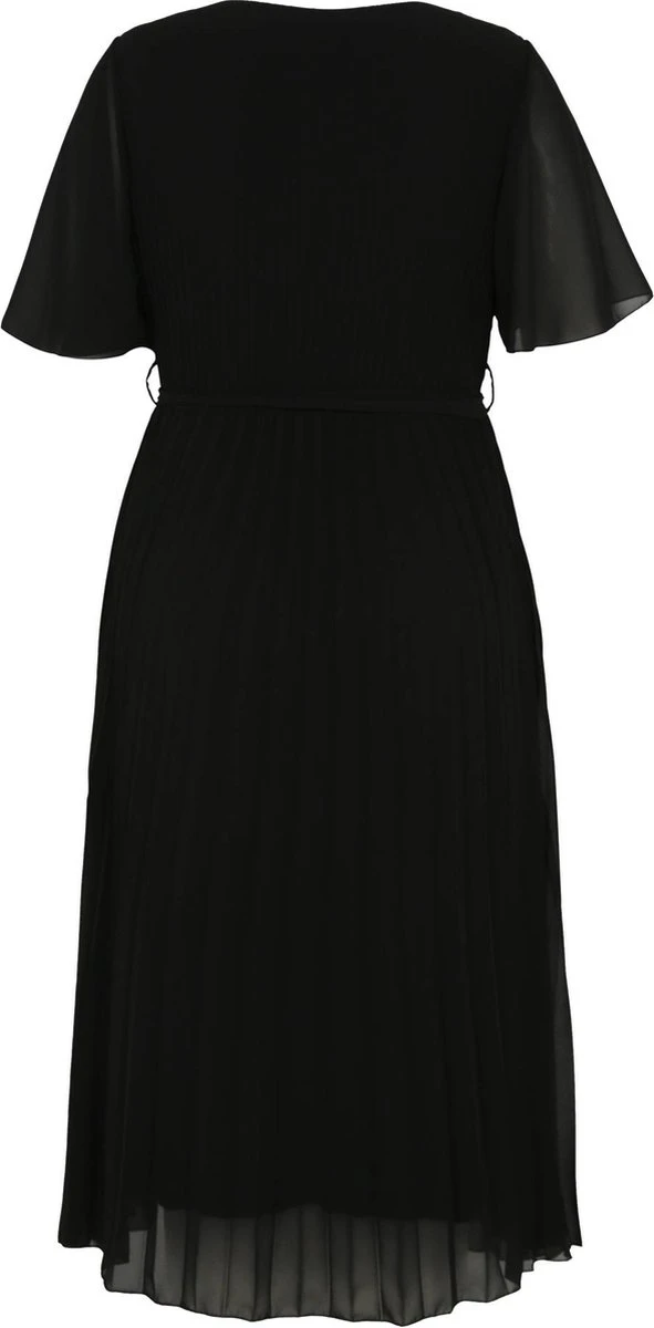 Promiss Halflange, Effen Plisséjurk Met Valse Wikkelkraag 4 Promiss Halflange, Effen Plisséjurk Met Valse Wikkelkraag - Afbeelding 2