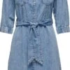 Only Jurk Onlhelle Harlow Ss Belted Dnm Dress 15269104 Medium Blue Demin Dames Maat - M