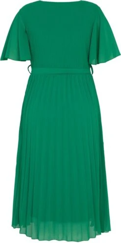 Promiss Halflange, Effen Plisséjurk Met Valse Wikkelkraag -Trendyo Trendy Winkel 600x1200 11