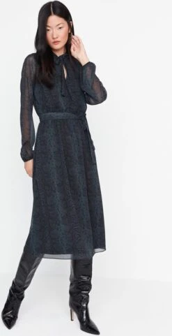 Trendyol Vrouwen Ballon Mouw Sjaalkraag Verschuiving Jurk -Trendyo Trendy Winkel 616x1200 6