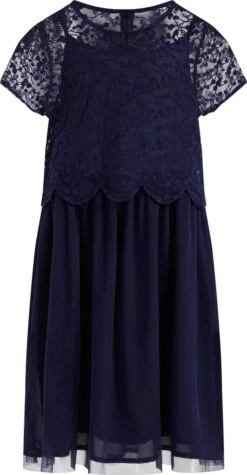 WE Fashion Meisjes Jurk Met Kant En Mesh