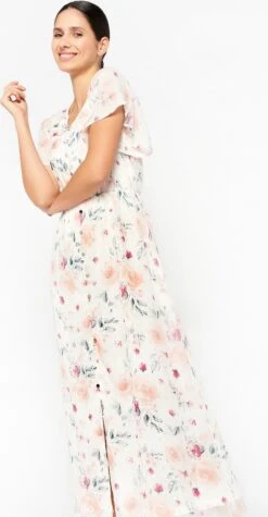 LOLALIZA Maxi-jurk Met Bloemenprint - Ecru - Maat 44