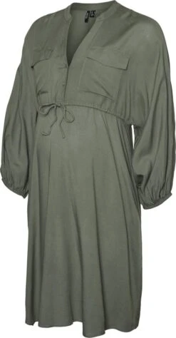 Mamalicious MAMA.LICIOUS VMMHENNA 3/4 SHORT DRESS WVN GA NEW Dames Jurk - Maat L