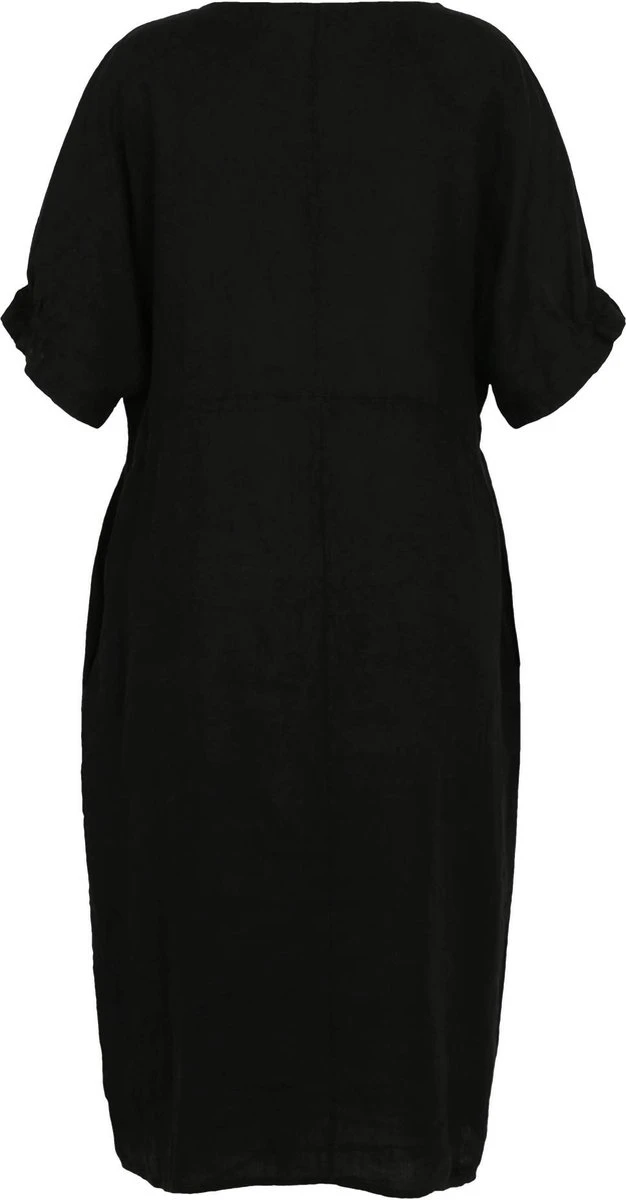 Paprika Korte, Effen Jurk In Linnen Met Balbodem 4 Paprika Korte, Effen Jurk In Linnen Met Balbodem - Afbeelding 2