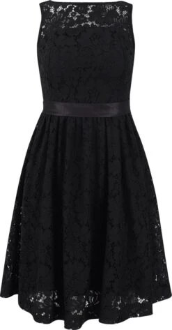 La V Bloemenkant Jurk Met V Hals Achterkant Zwart 164