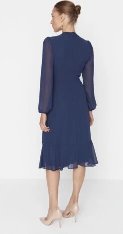 Trendyol Vrouwen Ballon Mouw Staande Kraag A-lijn Jurk -Trendyo Trendy Winkel 632x1200 4