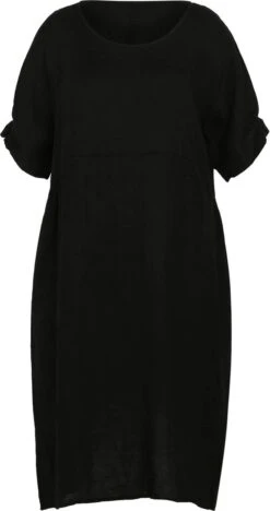 Paprika Korte, Effen Jurk In Linnen Met Balbodem