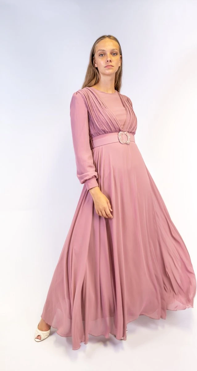 Shoppen Voor Iedereen - Avondjurk Met Riem- Paars- Maat 42- Feestjurk - Lichtpaars - Dames Jurk - Met Glitter Riem 3 Shoppen Voor Iedereen - Avondjurk Met Riem- Paars- Maat 42- Feestjurk - Lichtpaars - Dames Jurk - Met Glitter Riem