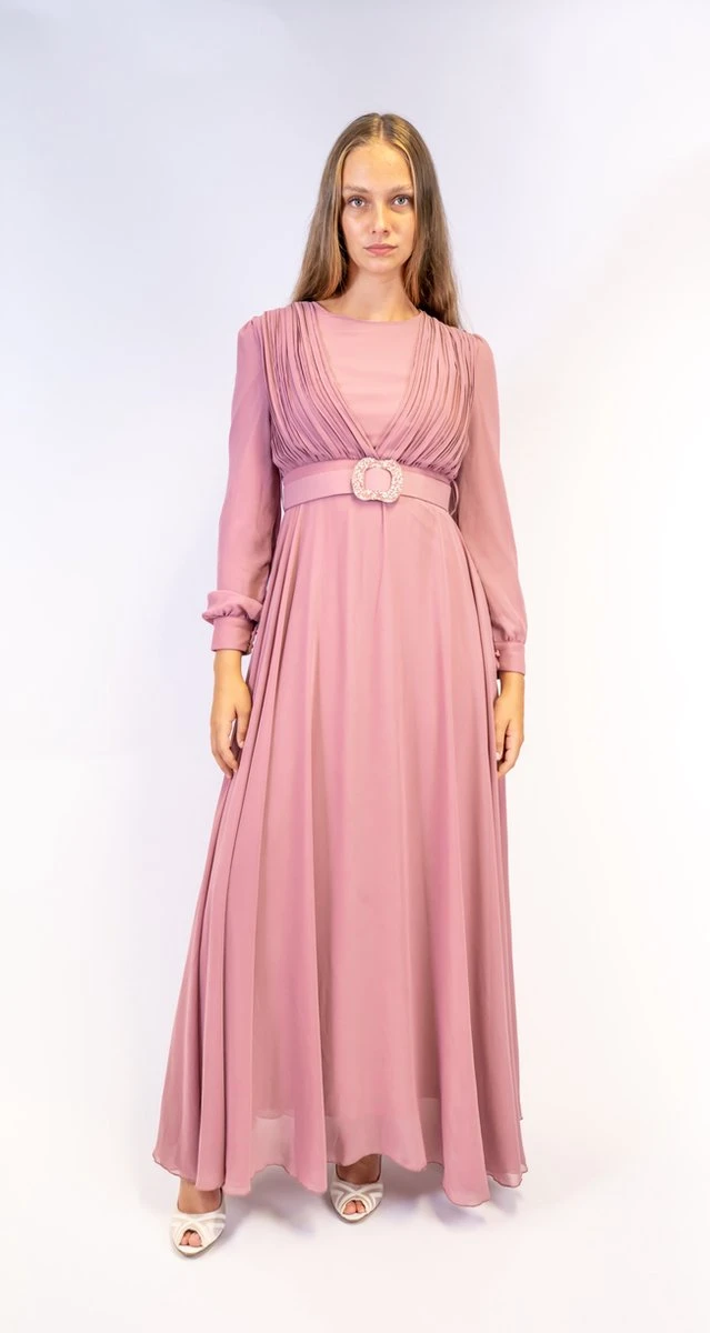 Shoppen Voor Iedereen - Avondjurk Met Riem- Paars- Maat 42- Feestjurk - Lichtpaars - Dames Jurk - Met Glitter Riem 5 Shoppen Voor Iedereen - Avondjurk Met Riem- Paars- Maat 42- Feestjurk - Lichtpaars - Dames Jurk - Met Glitter Riem - Afbeelding 3