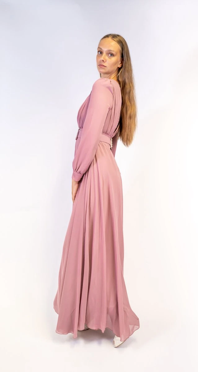 Shoppen Voor Iedereen - Avondjurk Met Riem- Paars- Maat 42- Feestjurk - Lichtpaars - Dames Jurk - Met Glitter Riem 6 Shoppen Voor Iedereen - Avondjurk Met Riem- Paars- Maat 42- Feestjurk - Lichtpaars - Dames Jurk - Met Glitter Riem - Afbeelding 4