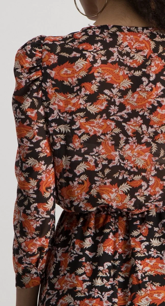 Colourful Rebel Ivy Flower Jurk Oranje Dames - Wijduitlopende Fit - Polyester - M 7 Colourful Rebel Ivy Flower Jurk Oranje Dames - Wijduitlopende Fit - Polyester - M - Afbeelding 5