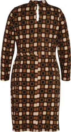 Paprika Korte Jurk In Crêpe Met Grafisch Motief -Trendyo Trendy Winkel 649x1200 13