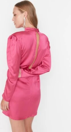 Trendyol Vrouwen Standaard Mouw Staande Kraag Omslag Jurk -Trendyo Trendy Winkel 649x1200 9