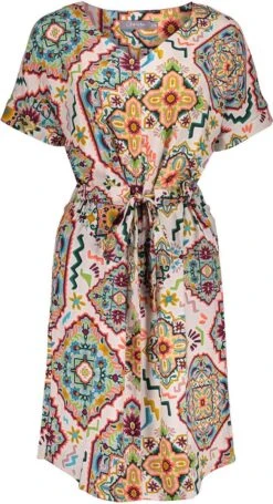 Geisha Jurk Midi Dress Grafische Ethnic Print 37149 20 Off-white/coral/kerry Combi Dames Maat - XS