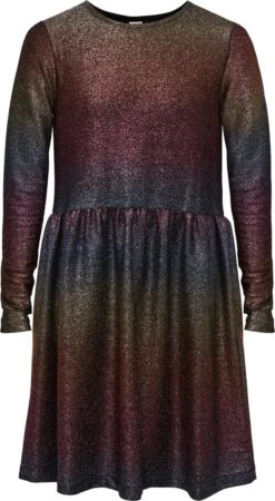 PIECES LPADORA LS RAINBOW DRESS Meisjes Jurk - Maat 122/128