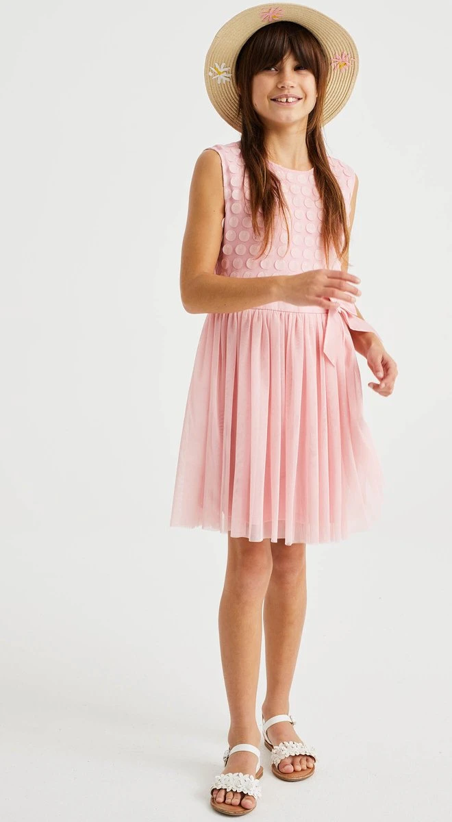 WE Fashion Meisjes Tule Jurk Met Strik 5 WE Fashion Meisjes Tule Jurk Met Strik - Afbeelding 3