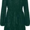 Vero Moda VMZIVA L/S V-NECK SHORT DRESS EXP Dames Jurk Pine Grove - Maat XL