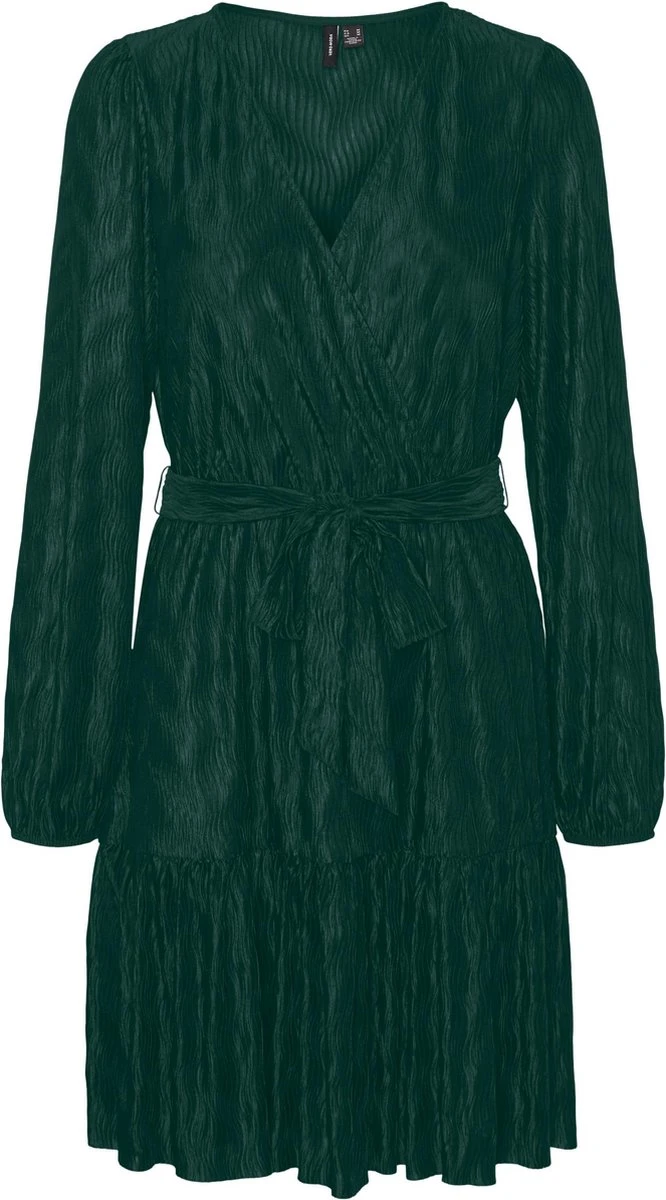 Vero Moda VMZIVA L/S V-NECK SHORT DRESS EXP Dames Jurk Pine Grove - Maat XL 3 Vero Moda VMZIVA L/S V-NECK SHORT DRESS EXP Dames Jurk Pine Grove - Maat XL