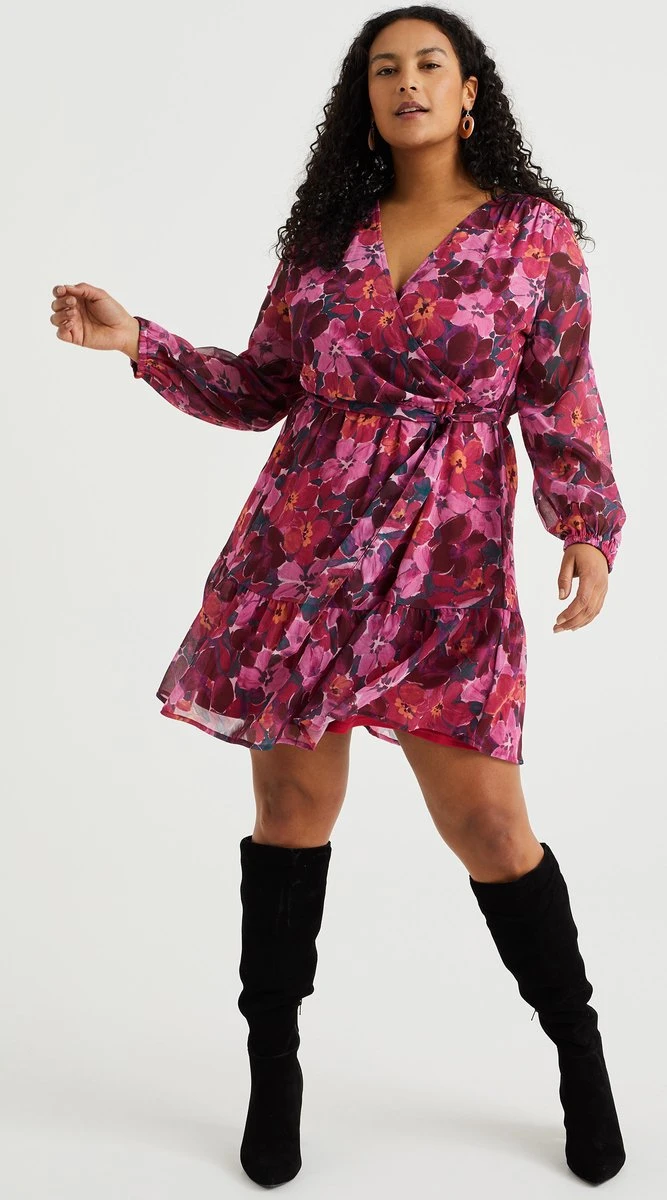 WE Fashion Dames Jurk Met Dessin - Curve 4 WE Fashion Dames Jurk Met Dessin - Curve - Afbeelding 2