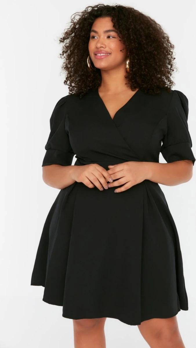 Trendyol Vrouwen Ballon Mouw Cache-coeur Basis Grote Maten Jurk 8 Trendyol Vrouwen Ballon Mouw Cache-coeur Basis Grote Maten Jurk - Afbeelding 6