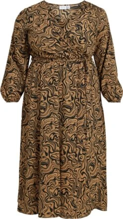 VILA VIMIRAS L/S WRAP MIDI DRESS/CUR Dames Jurk - Maat 48