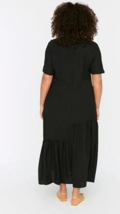 Trendyol Vrouwen Standaard Mouw Ronde Hals Ruche Zoom Grote Maten Jurk -Trendyo Trendy Winkel 677x1200 13