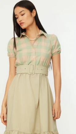 Trendyol Vrouwen Ballon Mouw Kraag Schaatser Jurk -Trendyo Trendy Winkel 681x1200 17