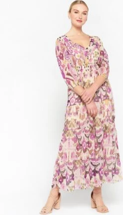LOLALIZA Maxi-jurk Met Etnische Print - Paars - Maat 48