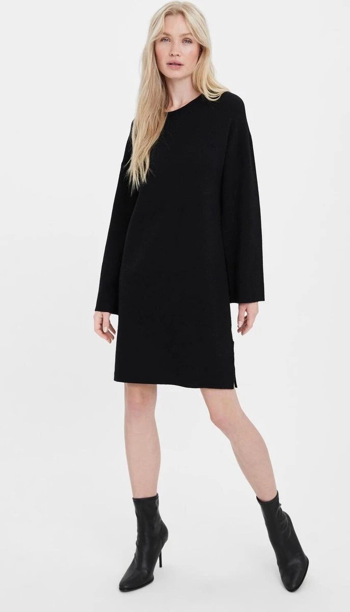 VERO MODA VMGOLD NEEDLE WIDE LS Ronde Hals DRESS Dames Jurk - Maat S 7 VERO MODA VMGOLD NEEDLE WIDE LS Ronde Hals DRESS Dames Jurk - Maat S - Afbeelding 5