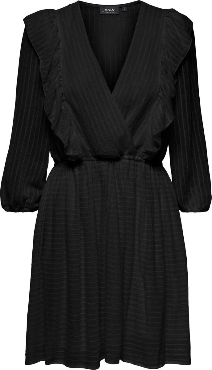 ONLY ONLLONDON 3/4 RUFFLE DRESS NOOS WVN Dames Jurk - Maat L 3 ONLY ONLLONDON 3/4 RUFFLE DRESS NOOS WVN Dames Jurk - Maat L