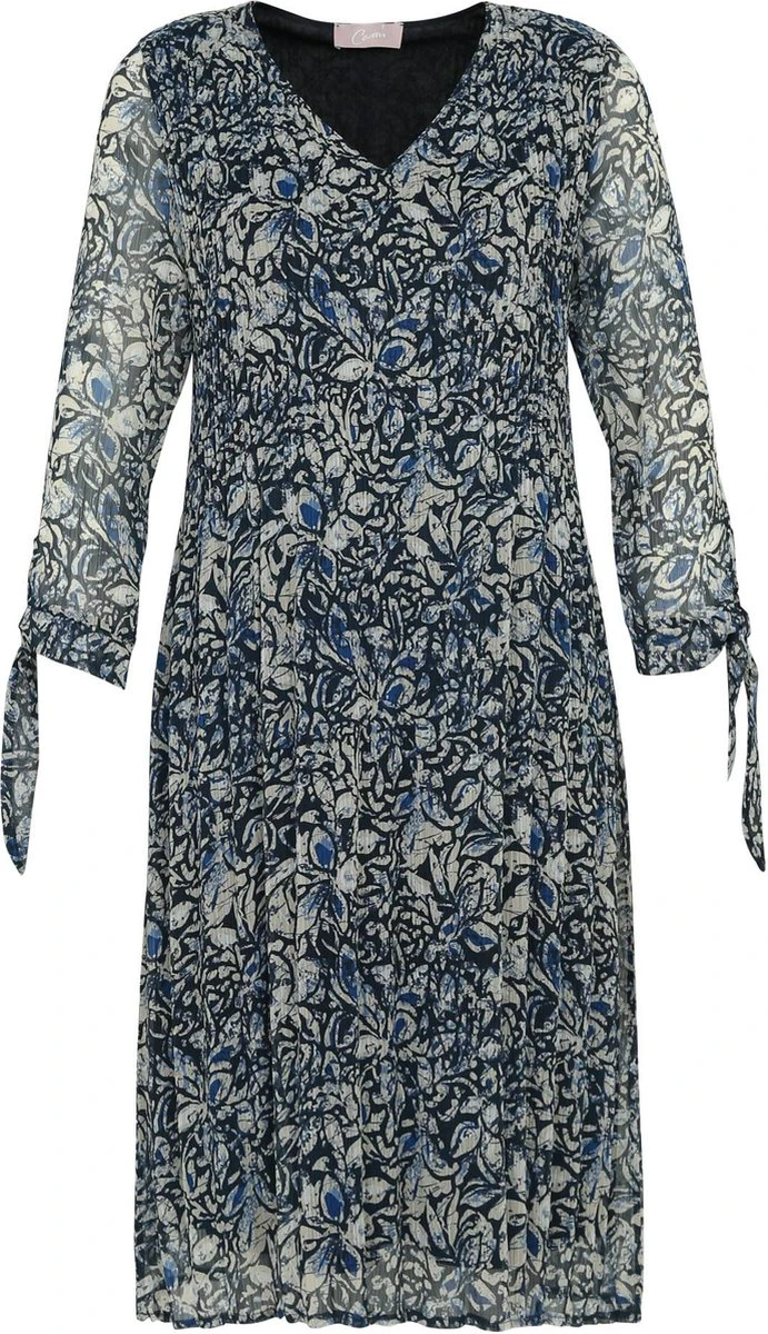 Cassis Lange Jurk Met Abstract Bloemenmotief En Plissé-effect 10 Cassis Lange Jurk Met Abstract Bloemenmotief En Plissé-effect - Afbeelding 8