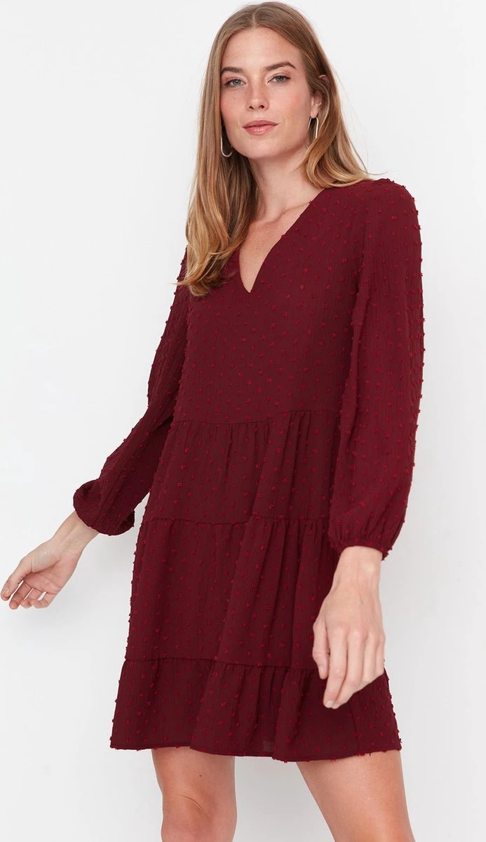 Trendyol Vrouwen Ballon Mouw V-hals Verschuiving Jurk 3 Trendyol Vrouwen Ballon Mouw V-hals Verschuiving Jurk