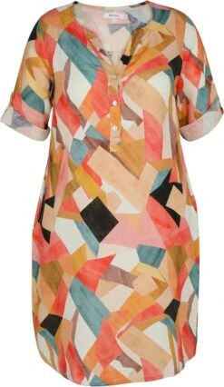 Paprika Korte, Linnen Jurk Met Grafisch Motief -Trendyo Trendy Winkel 695x1200 11