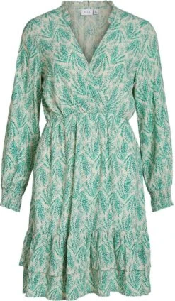 Vila Jurk Vikikki Coa L/s Short Dress/su/lc 14087773 Birch/coa Dames Maat - 36