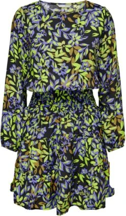 Only Jurk Onlalora L/s Smock Dress Ptm 15271633 Black/town Flowe Dames Maat - M