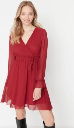 Trendyol Vrouwen Ballon Mouw Cache-coeur Schaatser Jurk -Trendyo Trendy Winkel 700x1200 7