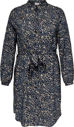 ONLY CARMAKOMA CARLOLLILISE LS SHIRT DRESS AOP BF Dames Jurk - Maat 48