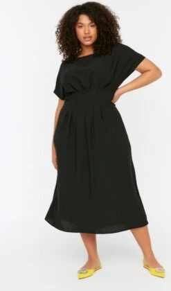 Trendyol Vrouwen Standaard Mouw Ronde Hals Basis Grote Maten Jurk -Trendyo Trendy Winkel 705x1200 12