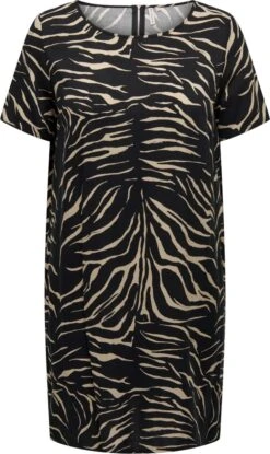 Only Carmakoma Carnova Jurk/tuniek Zwart Zebraprint Maat 48