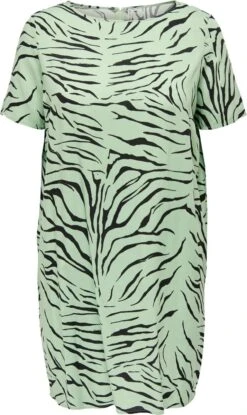 Only Carmakoma Carnova Jurk/ Tuniek Groen Zebraprint Maat 48