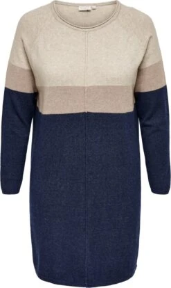 ONLY CARMAKOMA CARLAURA L/S ABK DRESS ESS KNT Dames Jurk - Maat L/52