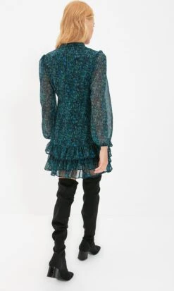 Trendyol Vrouwen Ballon Mouw Staande Kraag A-lijn Jurk -Trendyo Trendy Winkel 717x1200 5