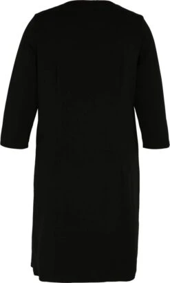 Promiss Halflange, Effen Jurk Met Valse Wikkelkraag En Decoratieve Knopen -Trendyo Trendy Winkel 722x1200 12