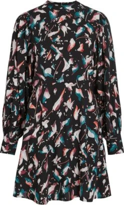 Vila Jurk Vidalina L/s Short Dress/su 14083339 Black Dames Maat - 38